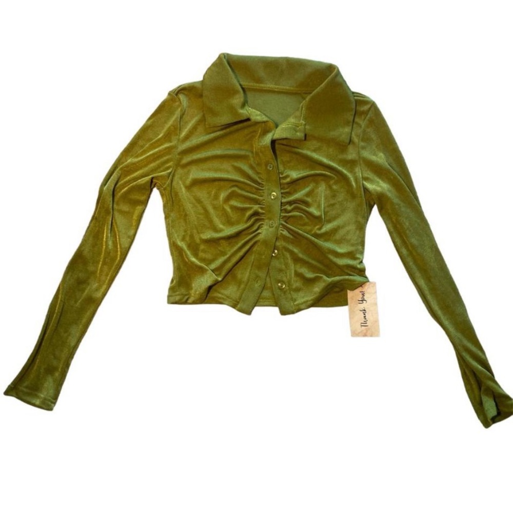 Cropped Green Button Up